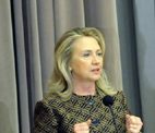 The US Secretary of State, Ms. Hillary Clinton addressing the US India...