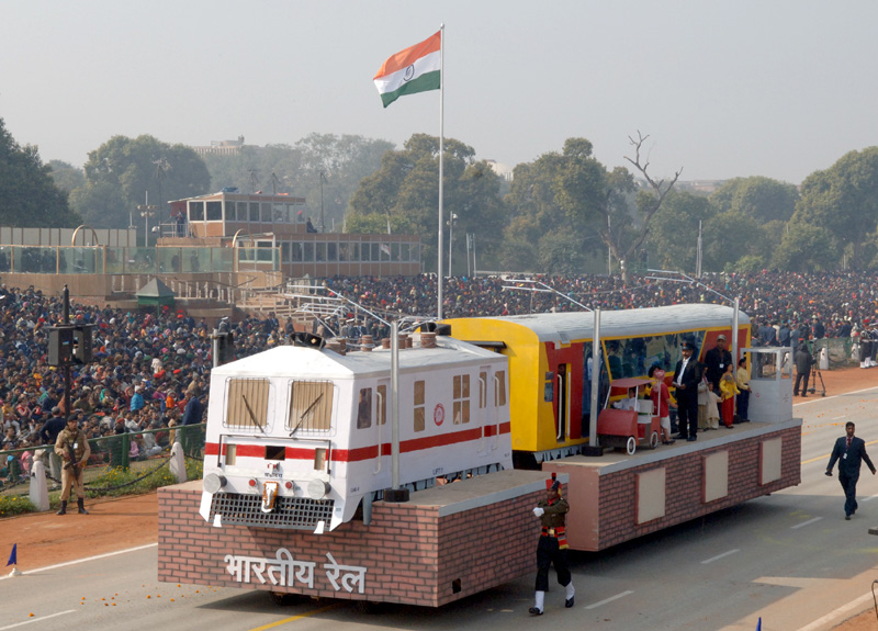 The tableau of Ministry of Railways on the theme ‘Air Conditioned Double Decker Train’...