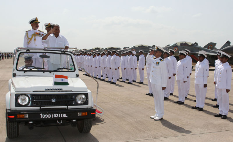 The Defence Minister, Shri A. K. Antony inspecting the Guard of Honour...