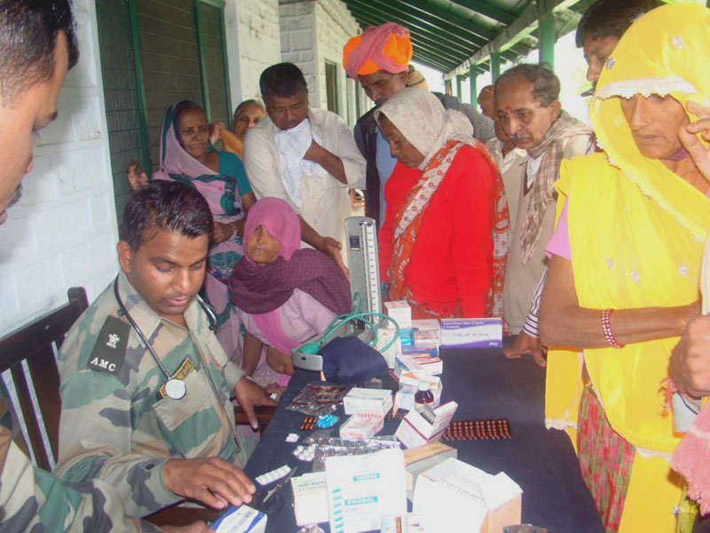 The Armed Forces Medical Services personnel are engaged in providing medical aid to...