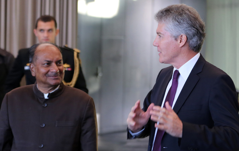 The Defence Minister, Shri A. K. Antony at a reception hosted by the Australian Defence Minister...