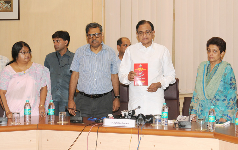 The Union Finance Minister, Shri P. Chidambaram launching a booklet containing...