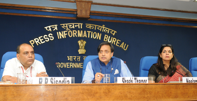 The Minister of State for Human Resource Development, Dr. Shashi Tharoor briefing...