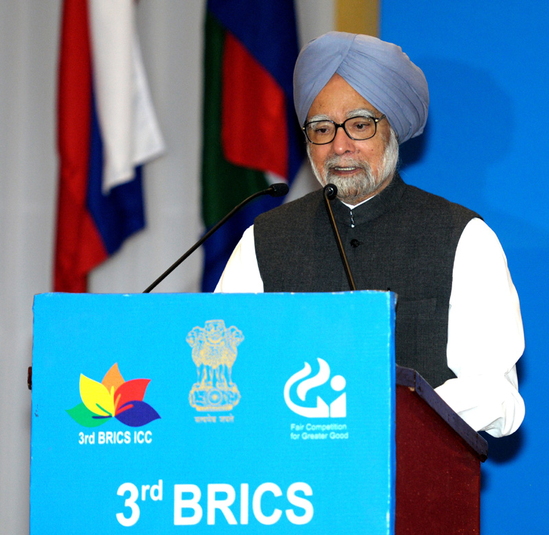 The Prime Minister, Dr. Manmohan Singh delivering the inaugural address at the 3rd BRICS...