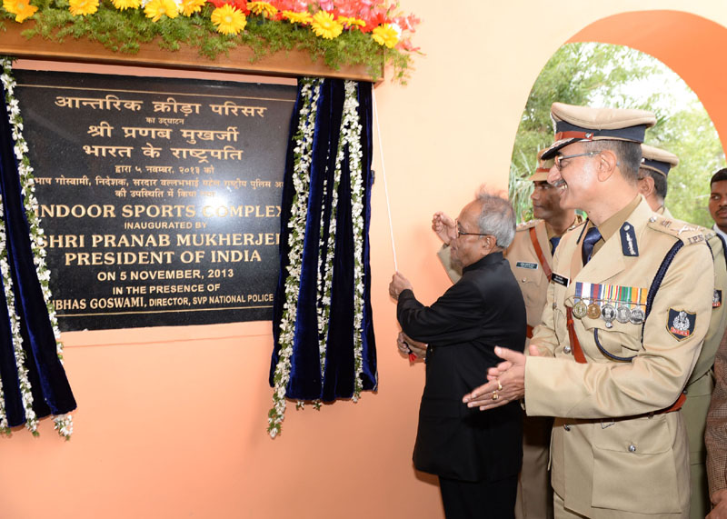 The President, Shri Pranab Mukherjee inaugurating the Indoor Sports Complex during ...