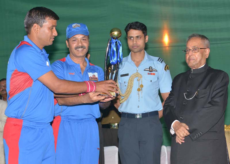 The President of India, Shri Pranab Mukherjee presented the Trophy to the winning team of...
