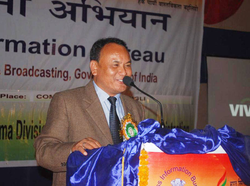 The Chief Guest MLA, Chujachen, Shri Puran Kumar Gurung addressing the valedictory...