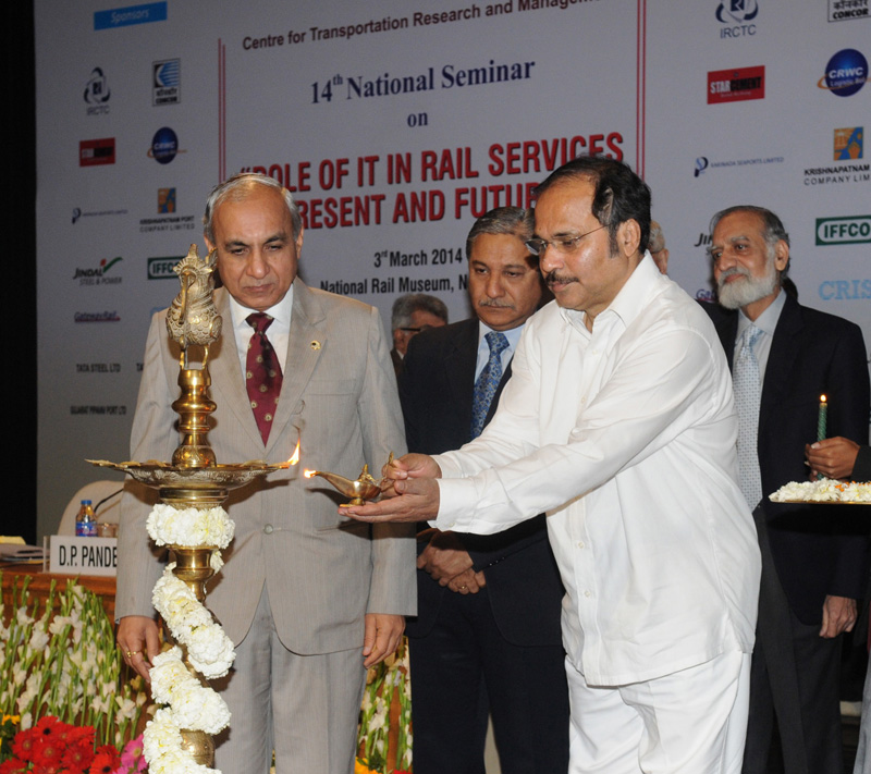 The Minister of State for Railways, Shri Adhir Ranjan Chowdhury lighting the...