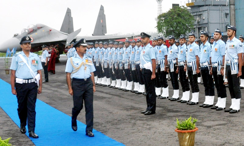 The Chief of the Air Staff, Air Chief Marshal Arup Raha reviewing the...