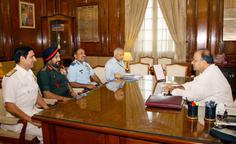 Shri Arun Jaitley after taking over as new Defence Minister, interacting with...