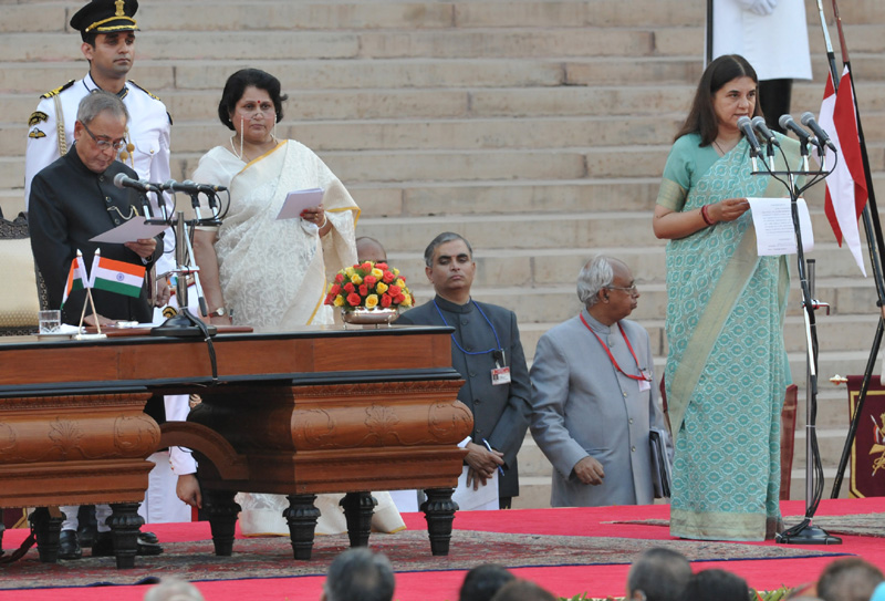 The President, Shri Pranab Mukherjee administering the oath as Cabinet...