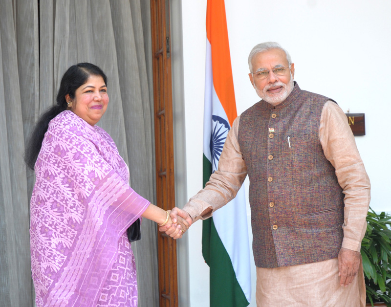 The Prime Minister, Shri Narendra Modi meeting the Speaker of Bangladesh, Dr. Shirin Sharmin Chaudhury, in New Delhi