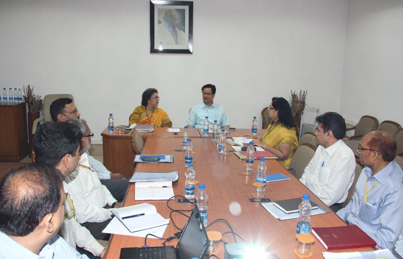 The Minister of State for Home Affairs, Shri Kiren Rijiju reviewing the...