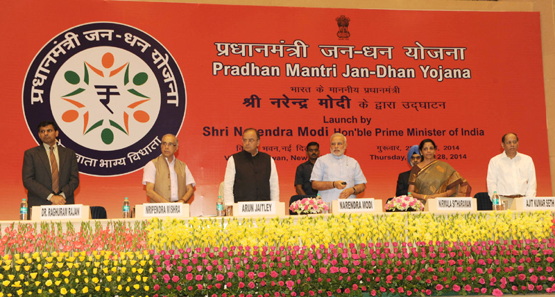 The Prime Minister, Shri Narendra Modi launching the ‘Pradhan Mantri Jan Dhan Yojana (PMJDY)’, in New Delhi