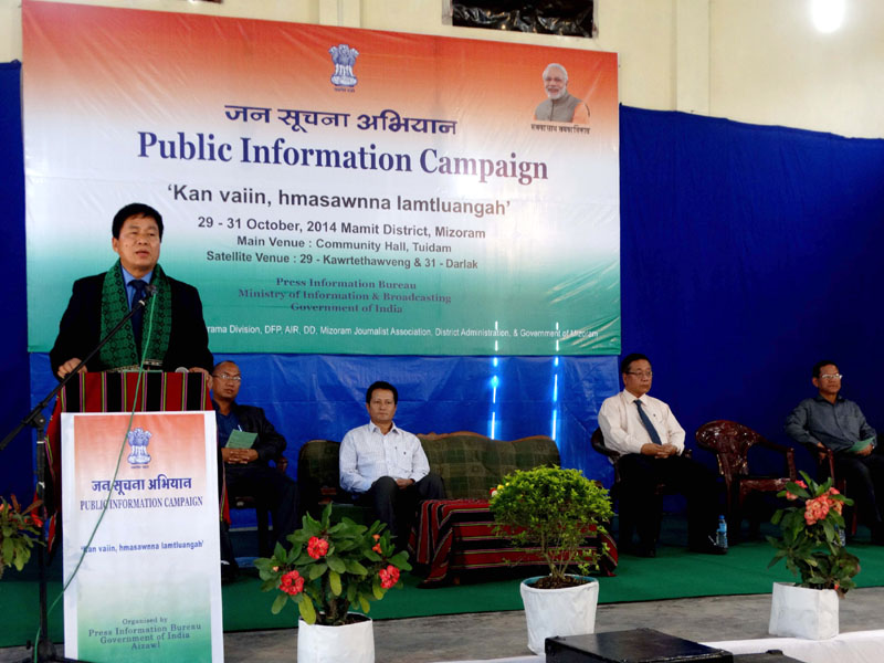 The Minister of State Environment & Forest, Shri Lalrinmawia Ralte addressing the..