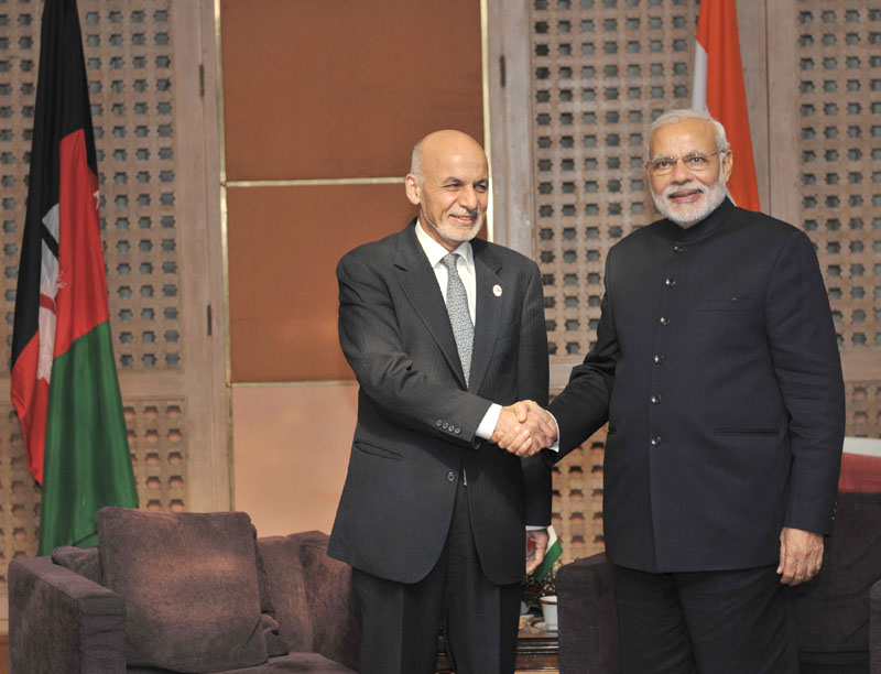 The Prime Minister, Shri Narendra Modi meeting the President of Afghanistan, Dr. Ashraf Ghani,..
