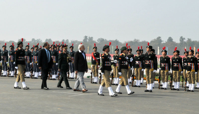 The Prime Minister, Shri Narendra Modi inspecting the Guard of Honour, during the Prime Minister's NCC Rally, in New Delhi