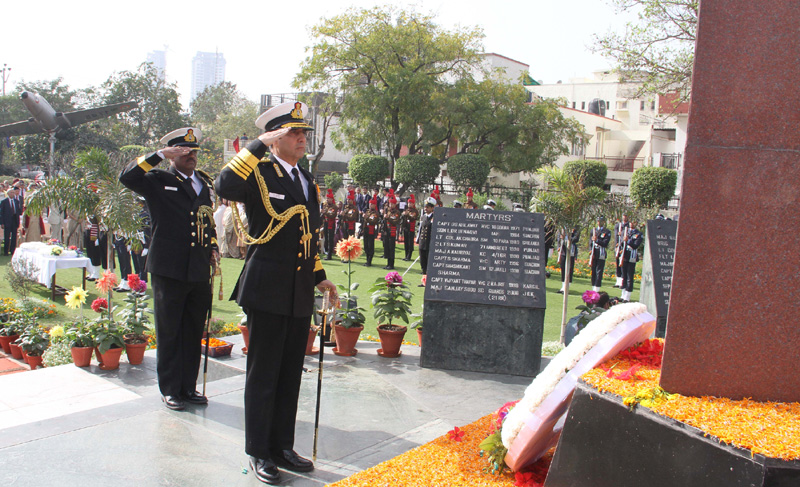 The Chief of Naval Staff, Admiral R.K. Dhowan paying homage to the martyrs at ..