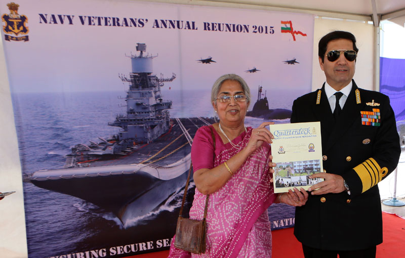 The Chief of Naval Staff, Admiral R.K. Dhowan releasing the copy of “Quarterdeck” along with..