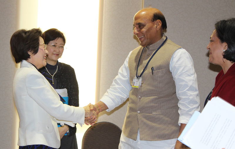 The Union Home Minister, Shri Rajnath Singh meeting the Japanese Minister for..