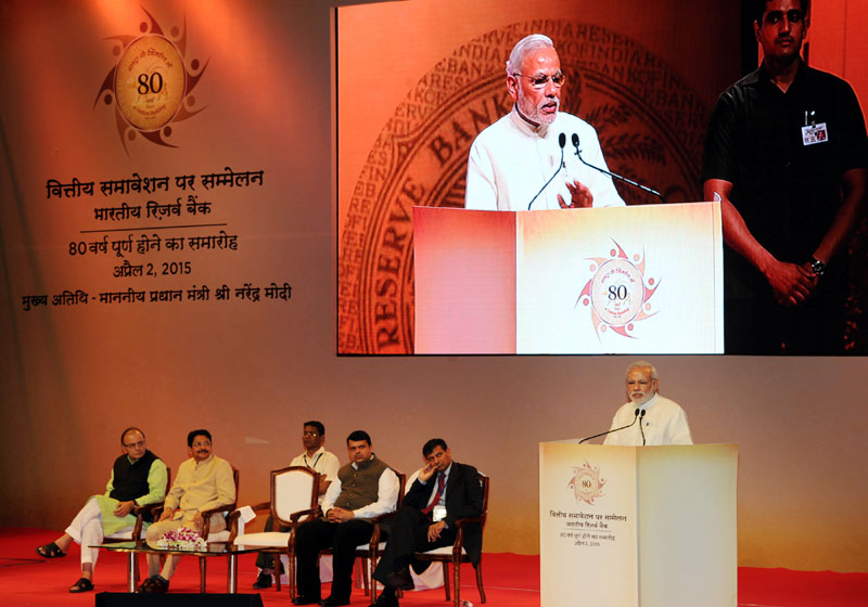 The Prime Minister, Shri Narendra Modi addressing at the Financial Inclusion Conference of RBI, in Mumbai