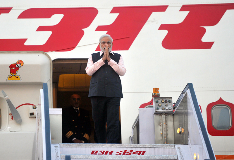 The Prime Minister, Shri Narendra Modi arrives after his three nation visit to France, Germany and Canada, in New Delhi