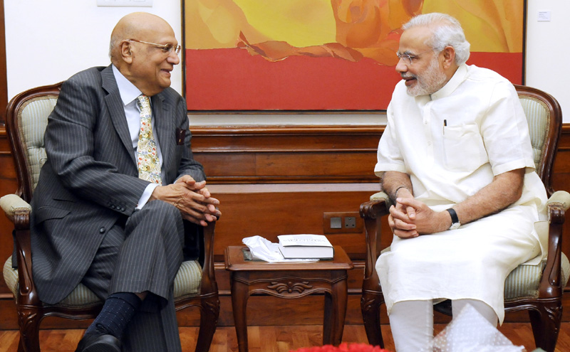 The Lord Swraj Paul calls on the Prime Minister, Shri Narendra Modi, in New Delhi