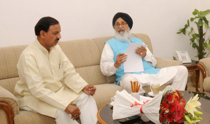 The Chief Minister of Punjab, Shri Prakash Singh Badal calling on the Minister of ..