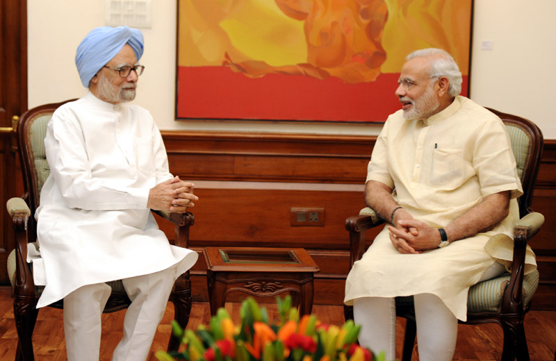The former Prime Minister, Dr. Manmohan Singh calling on the Prime Minister, Shri Narendra Modi, in New Delhi