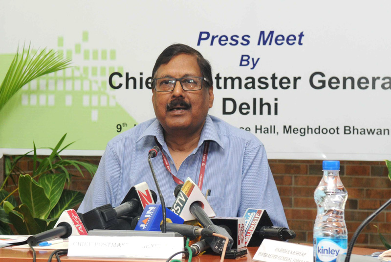 The Chief Postmaster General, Shri Vasumitra briefing the media, during the ...