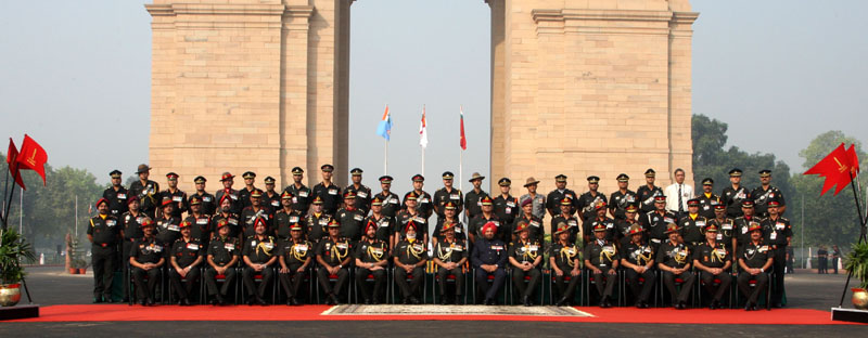 General Dalbir Singh with the officers from infantry in a group photograph