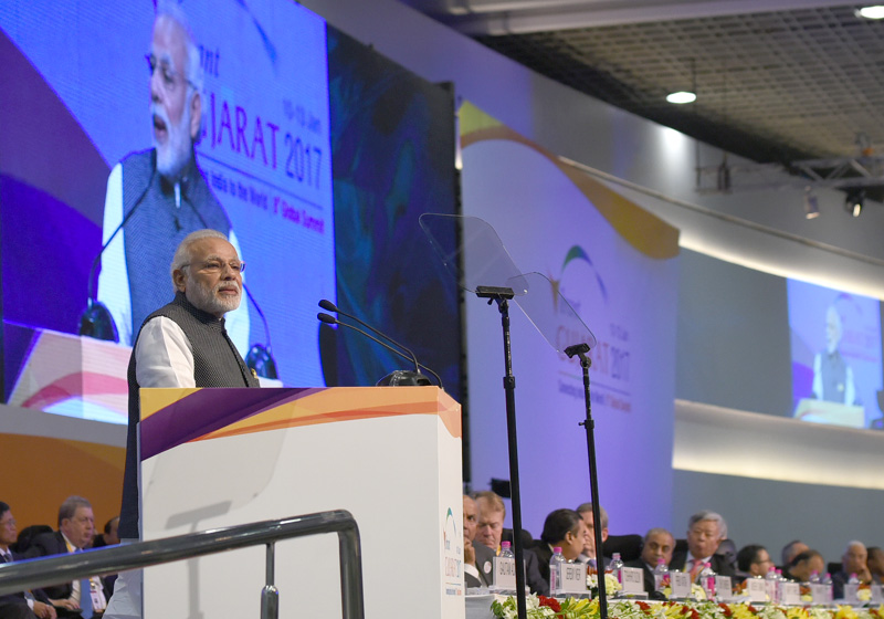 The Prime Minister, Shri Narendra Modi addressing at the Vibrant..