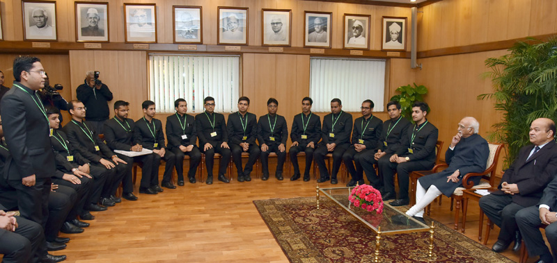 The Vice President, Shri M. Hamid Ansari interacting with the Officer..