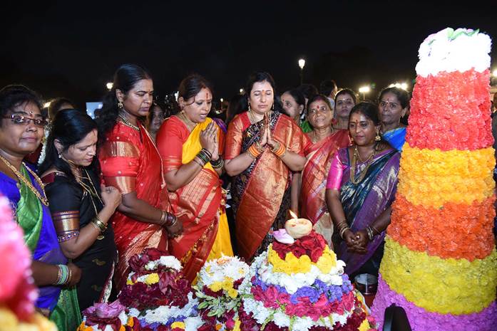 Ministry of Culture organizes Bathukamma festival- an annual celebration in Telangana at Kartavyapath, India Gate today